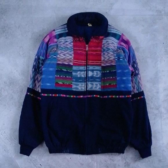 Vintage Handmade Guatemalan Patchwork Jacket – Colourful Cotton Bomber - Picture 2 of 10